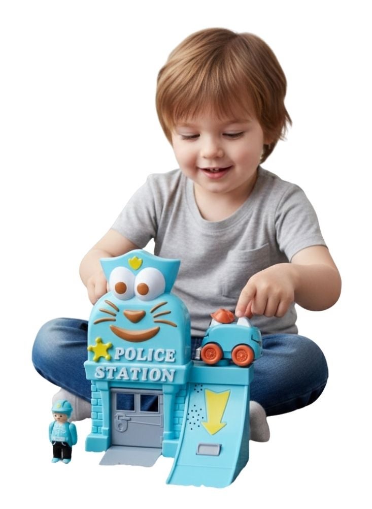 Premium Cartoon Cat Police Station Playset Toy – Kids Police Building with Mini Car & Figure - Image 2